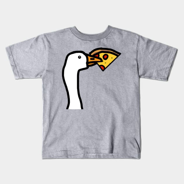 Portrait of a Gaming Goose Stealing Pizza Kids T-Shirt by ellenhenryart